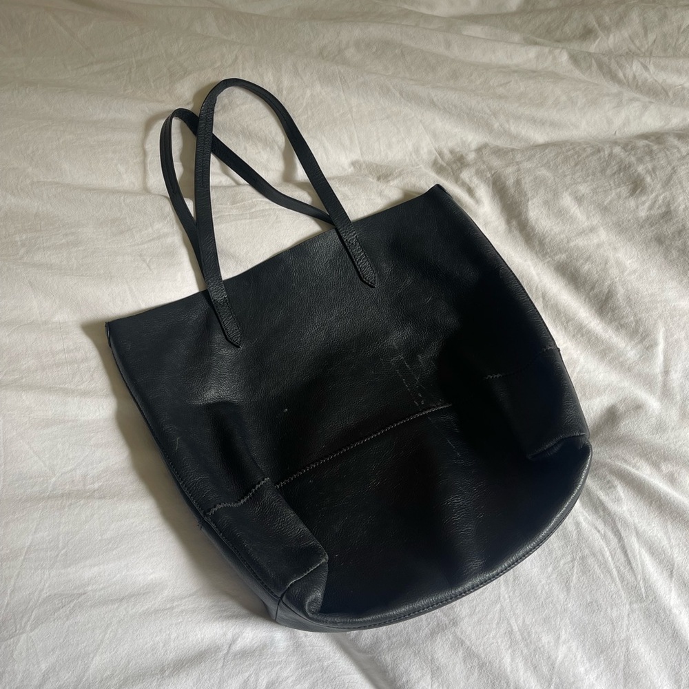 Black Leather J. Crew Tote Bag - Picture 2 of 6